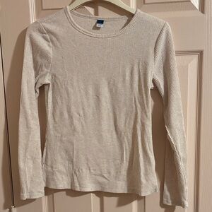 Old Navy Cream Ribbed Knit Top